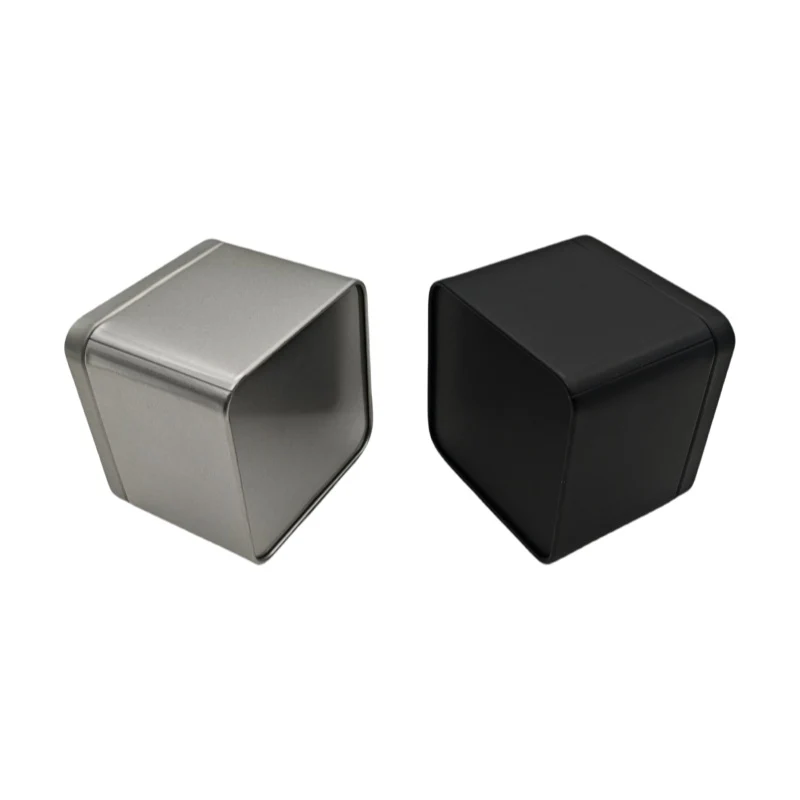 Silver & Black Square Gift Tin Box With Solid Lid/ L90 x W90 x H55(mm) - Image 8