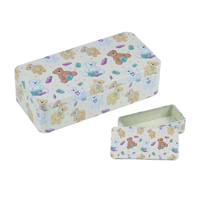 Rectangular Solid Lid Storage Tin with inside print - Image 3