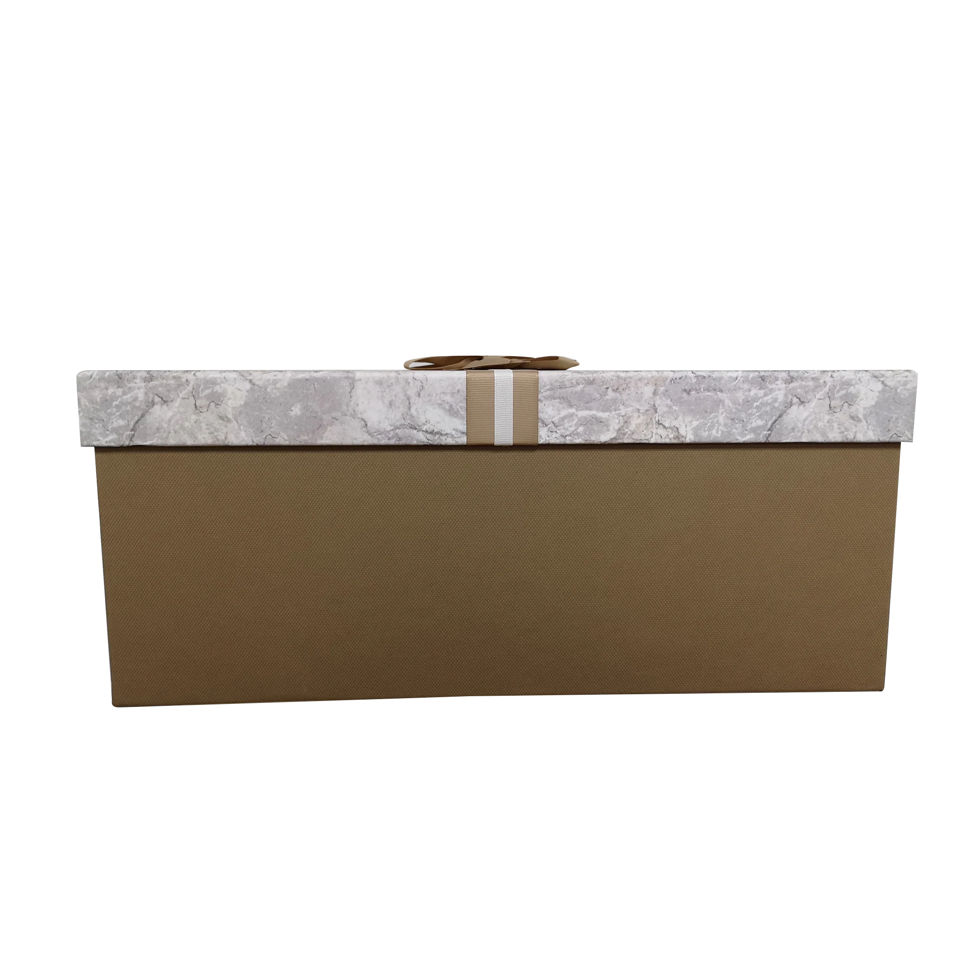 Luxury Extra Large Rectangular Rigid Marble Print Gift Box With Gold Ribbon & Bow - Image 4