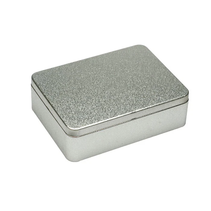 Rectangular Crackle Printed Hinged Lid Storage Tin With Removable Metal Division - Image 5