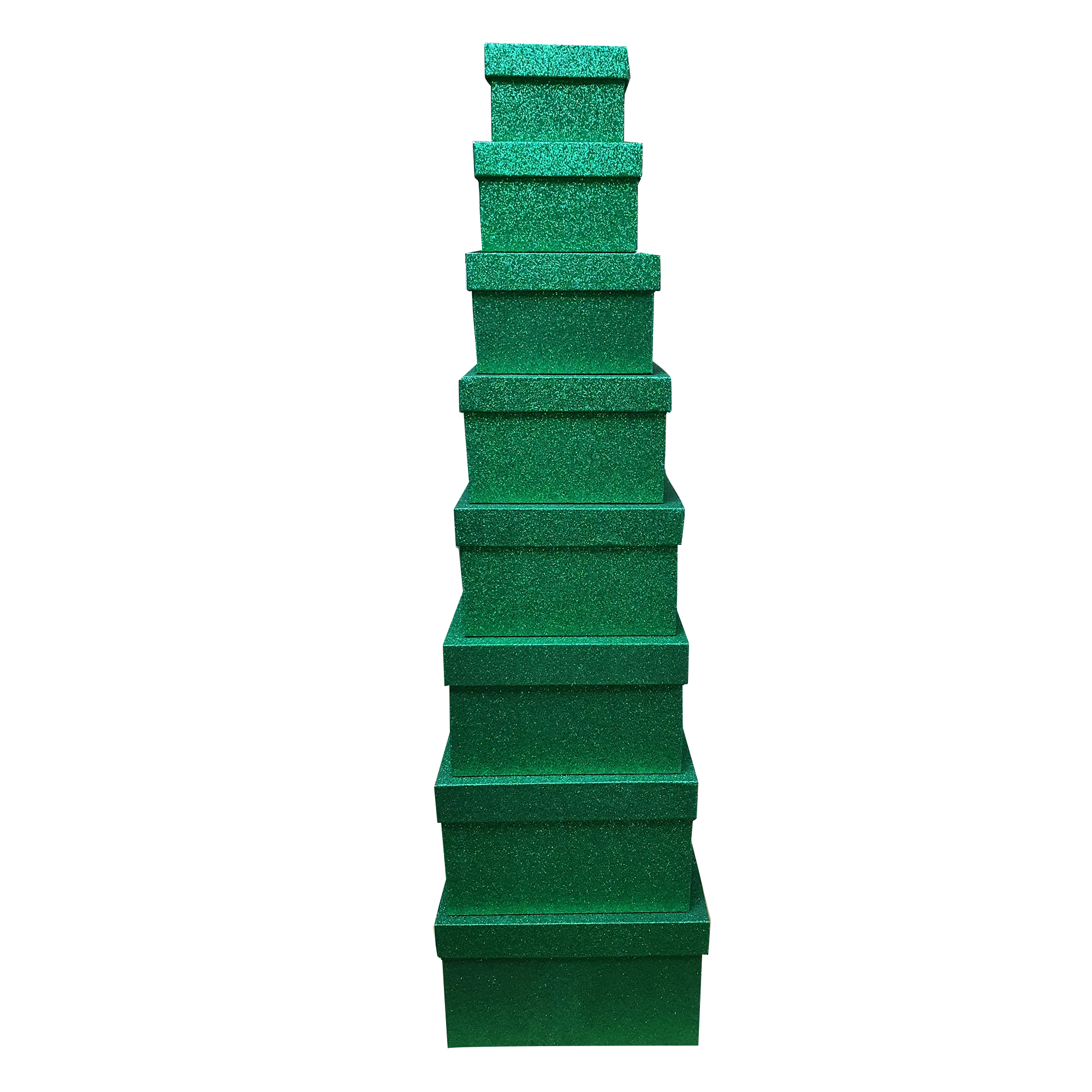 Green Square Sparkly Glitter Rigid Stacking Gift Boxes - Image 6