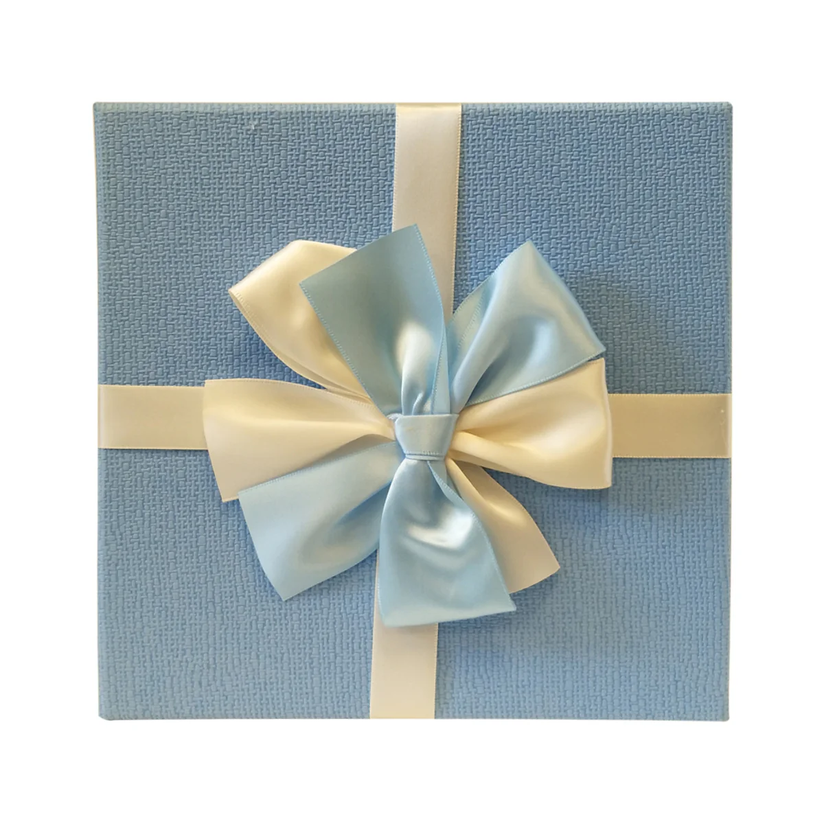 Luxury Blue Rigid Square Gift Box with Bows - Image 3