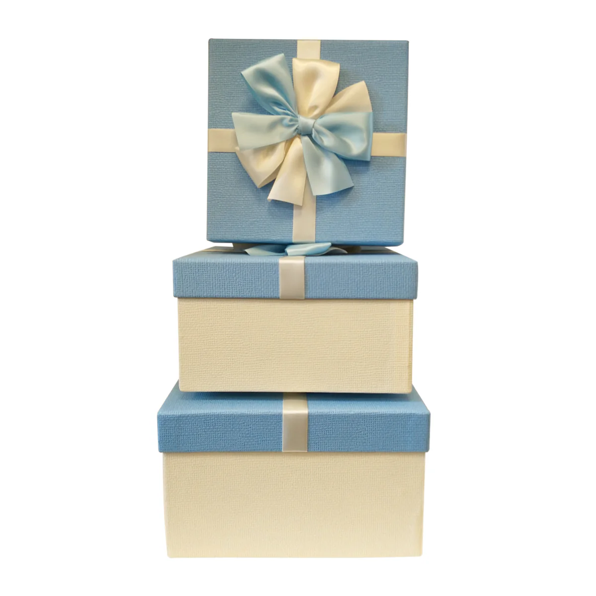 Luxury Blue Rigid Square Gift Box with Bows - Image 4