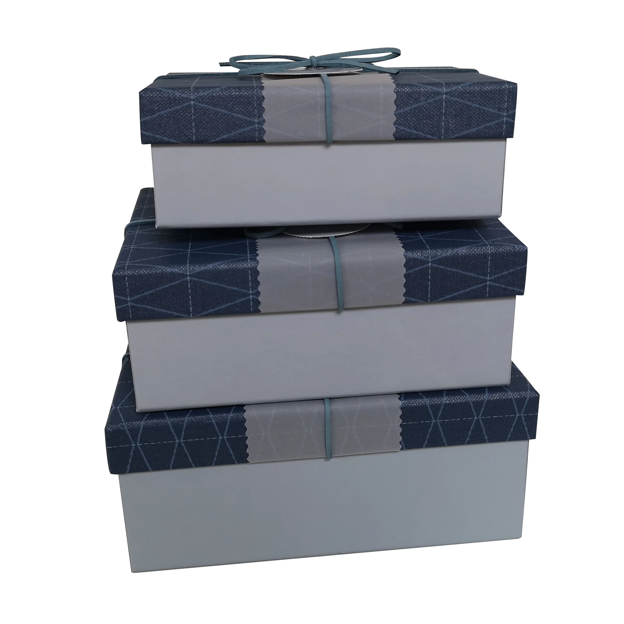Rectangular Rigid Geometric Pattern Gift Box With Ribbon & Sleeve - Image 5