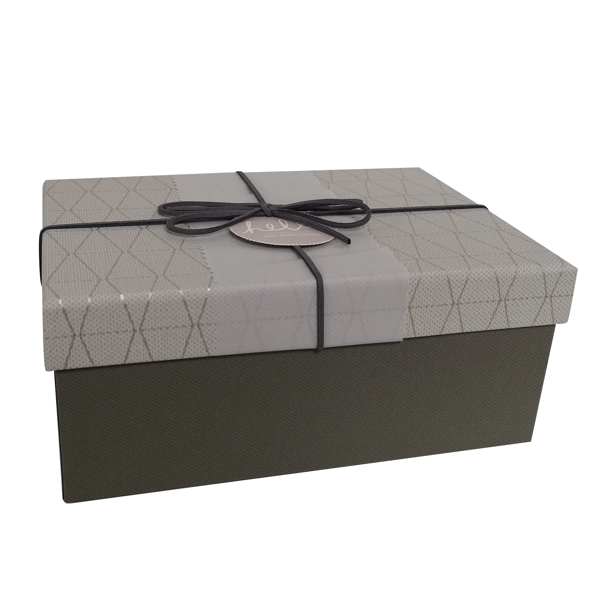 Rectangular Rigid Geometric Pattern Gift Box With Ribbon & Sleeve - Image 6