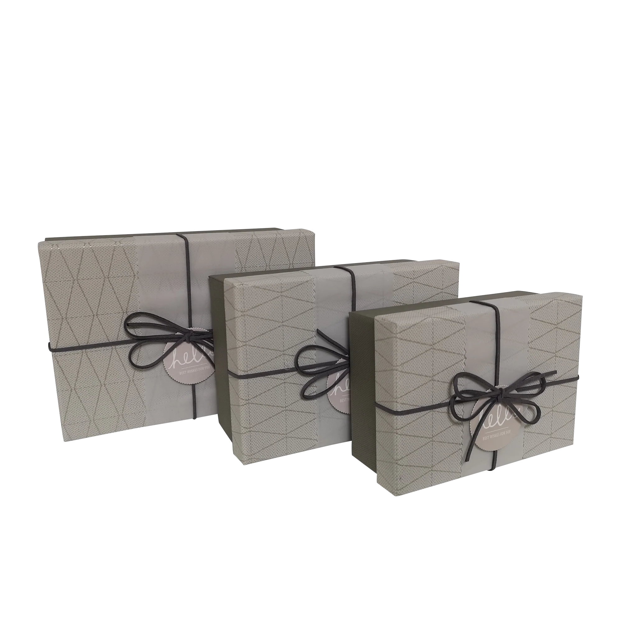 Rectangular Rigid Geometric Pattern Gift Box With Ribbon & Sleeve - Image 8