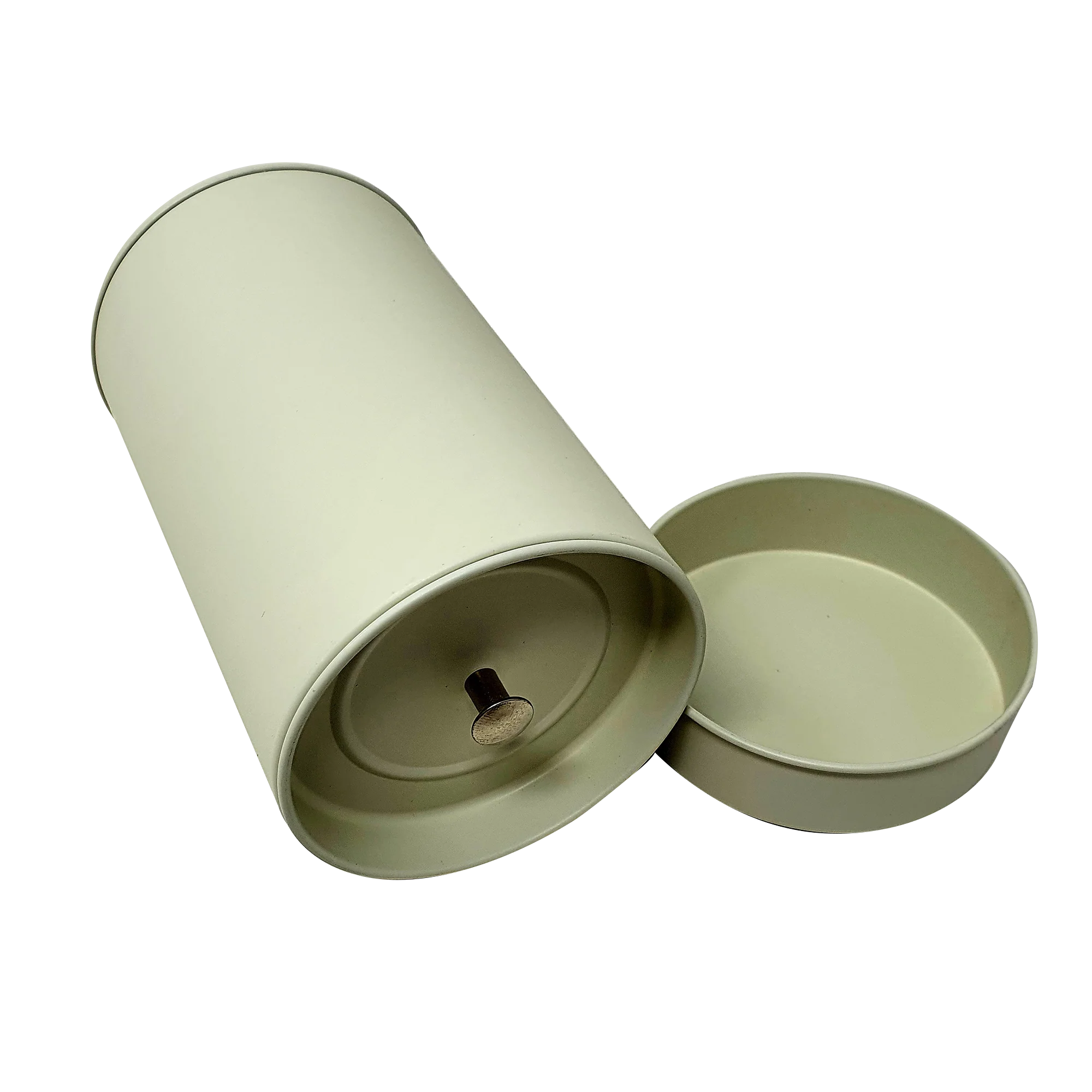 Printed Beige White Round Gift Tea Tin Box With Inner Lid/ D75 x H120(mm) - Image 3
