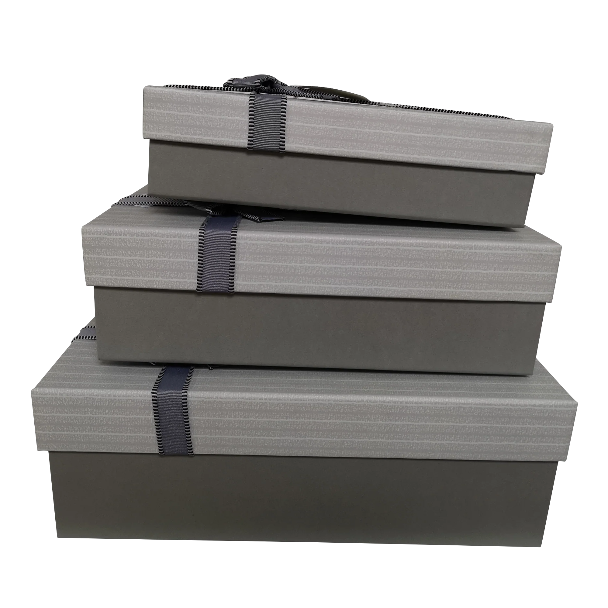 Rectangular Rigid Vertical Stripes Gift Box With Bow & Tag - Image 3