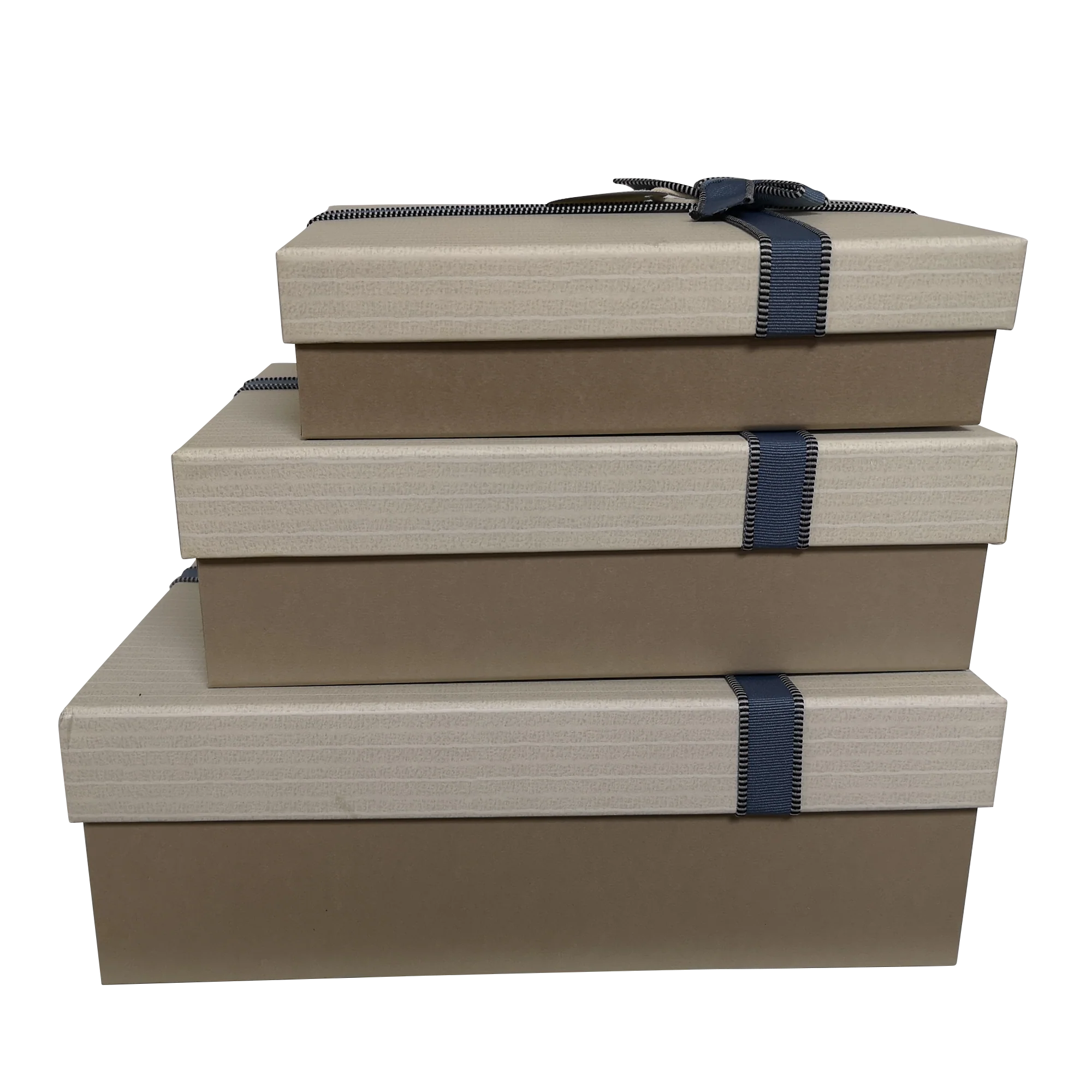 Rectangular Rigid Vertical Stripes Gift Box With Bow & Tag - Image 6