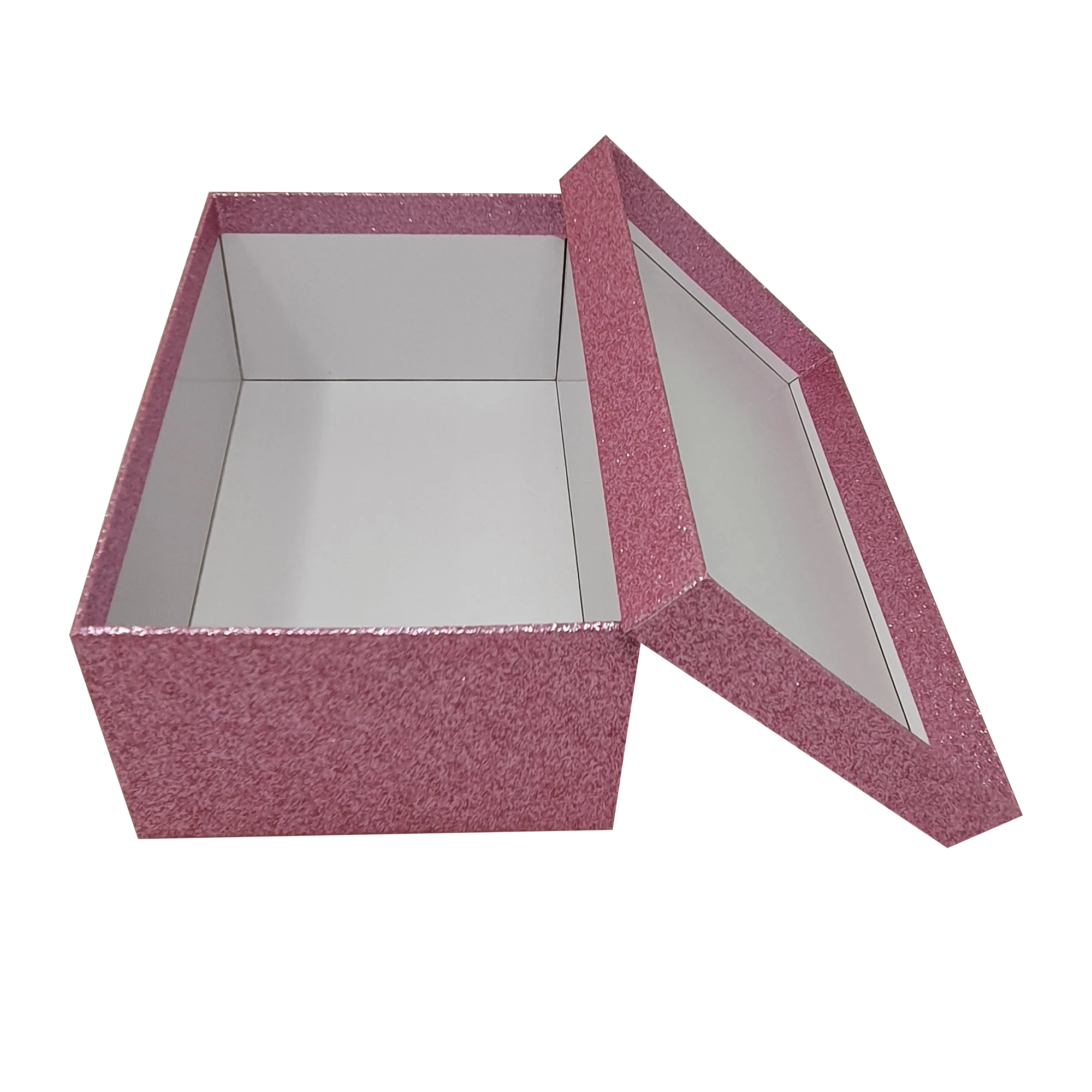 Wholesale Rosy Pink Rectangular Sparkly Glitter Rigid Stacking Gift Boxes - Image 2