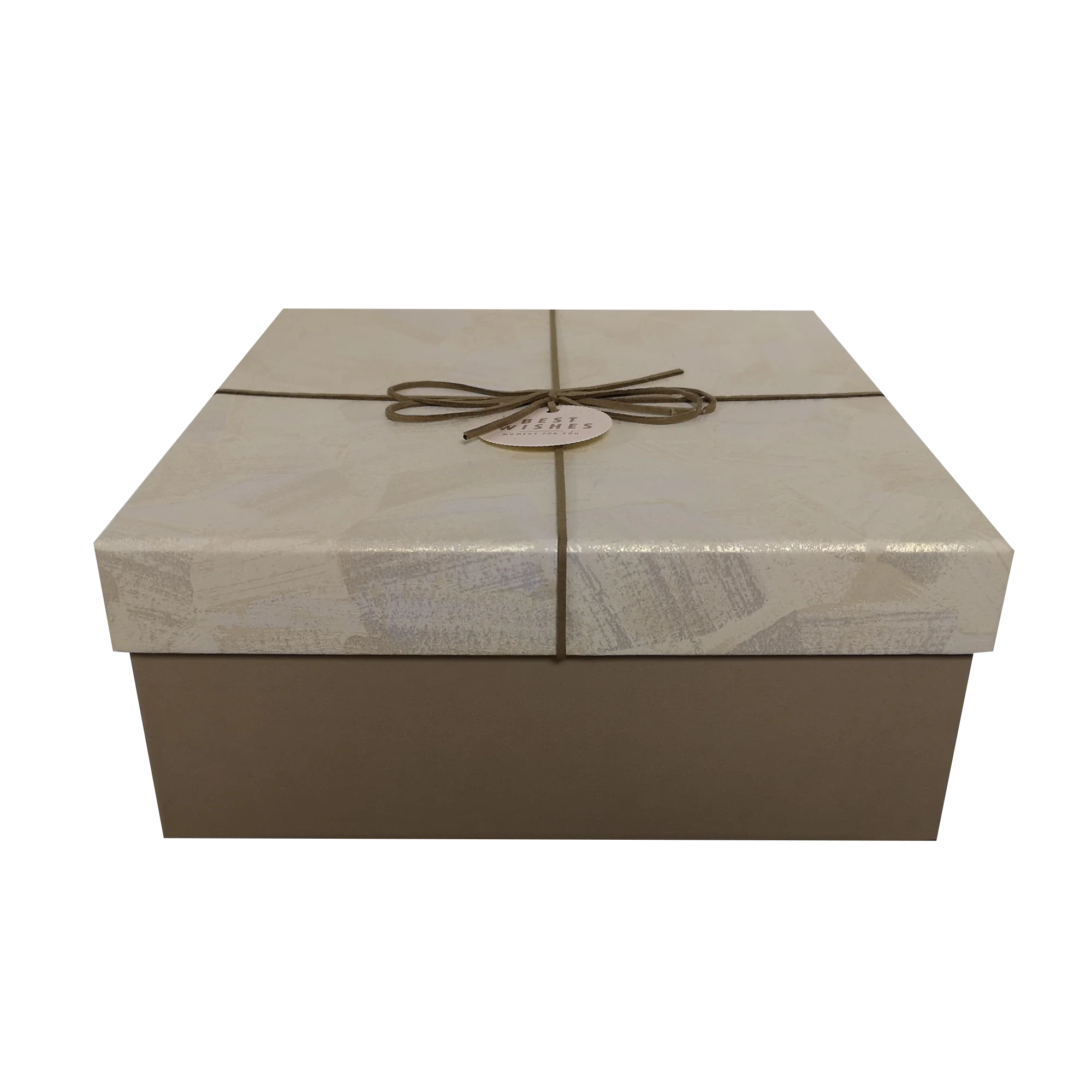 Square Rigid Brush Strokes Pattern Gift Box With Ribbon & Bow - Image 8