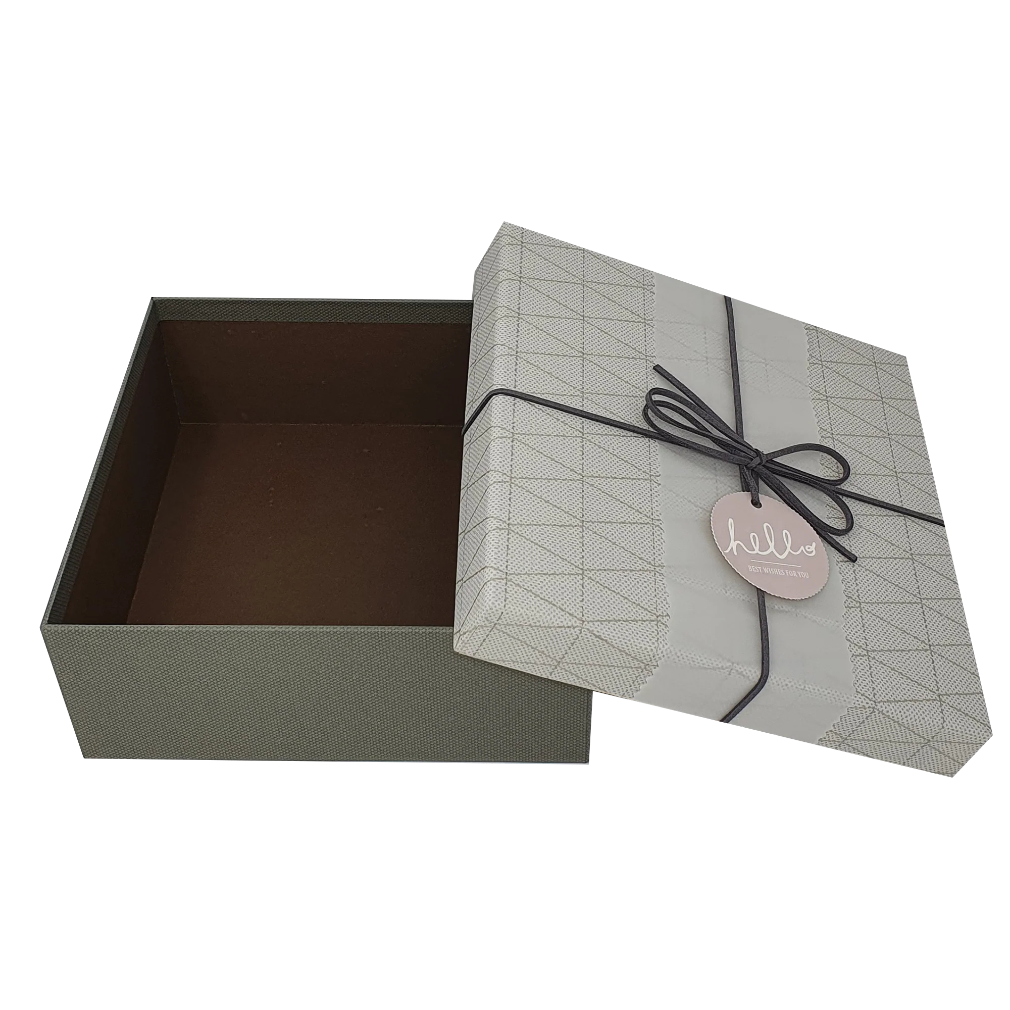 Square Rigid Geometric Pattern Gift Box With Ribbon & Sleeve - Image 4