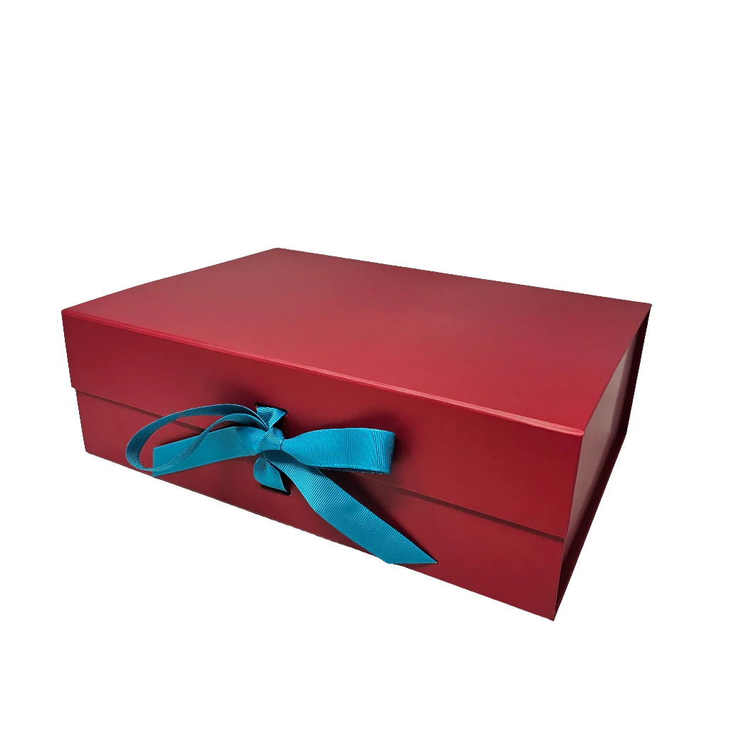 Wholesale A4 Size Red Folding Magnetic Gift Box with Changeable Ribbon - Image 4