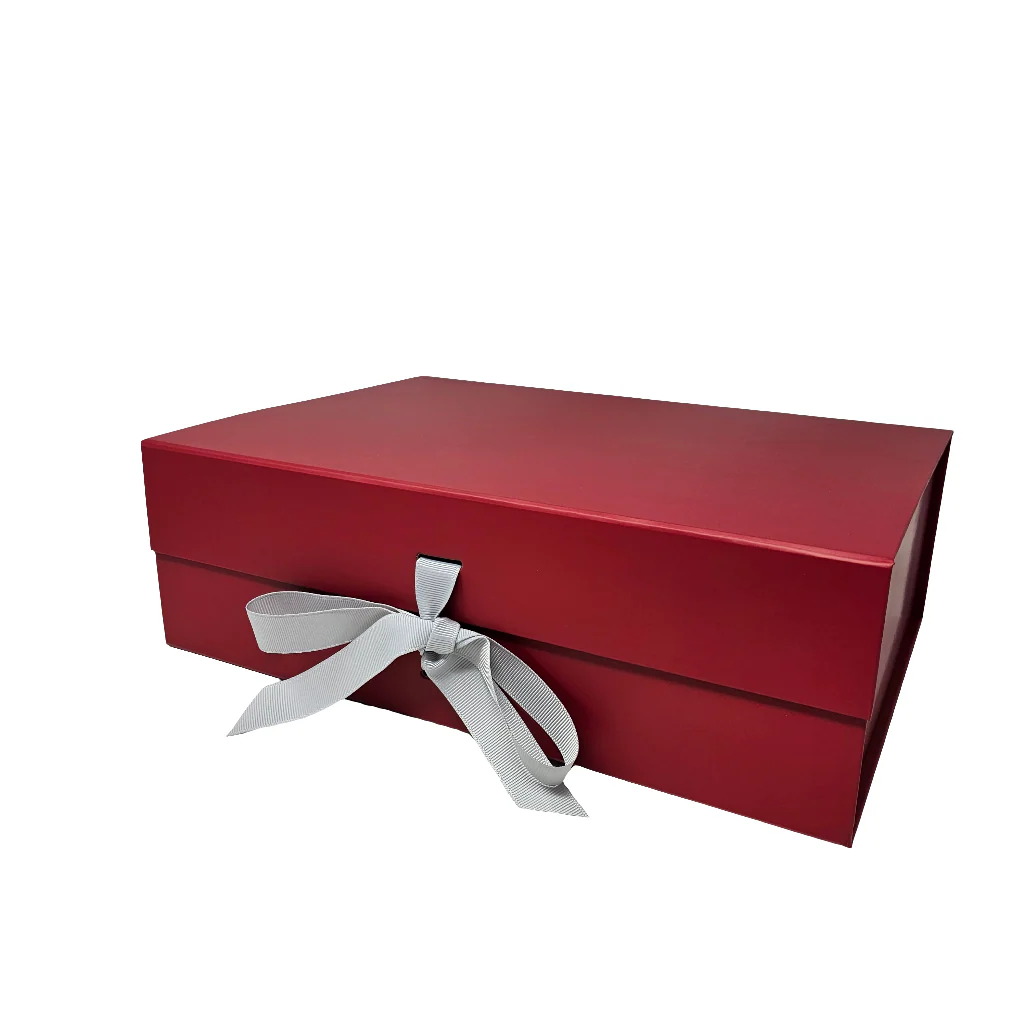 Wholesale A4 Size Red Folding Magnetic Gift Box with Changeable Ribbon - Image 6